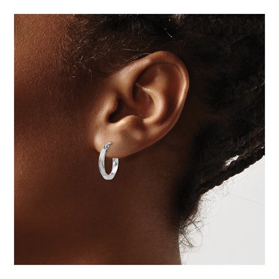 Sterling Silver 15mm Twisted Hoop Earrings – view 4