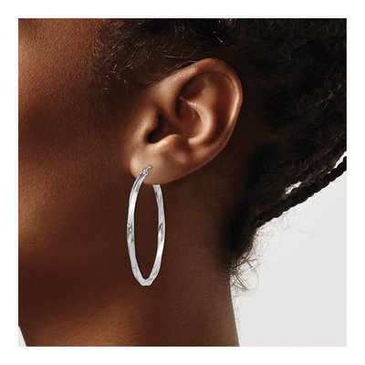 Sterling Silver 40mm Twisted Hoop Earrings – view 4