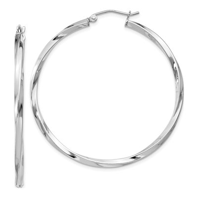 Sterling Silver 45mm Twisted Hoop Earrings
