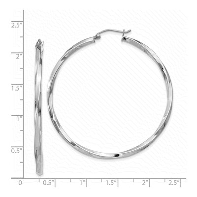 Sterling Silver 50mm Twisted Hoop Earrings – view 5