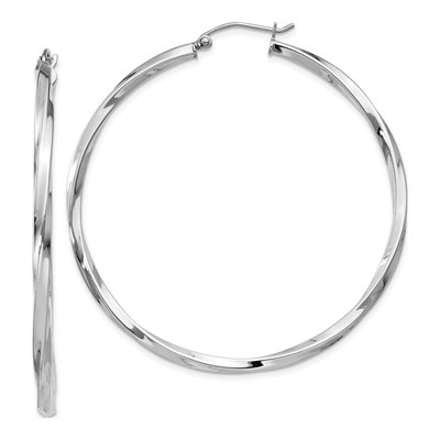 Sterling Silver 50mm Twisted Hoop Earrings