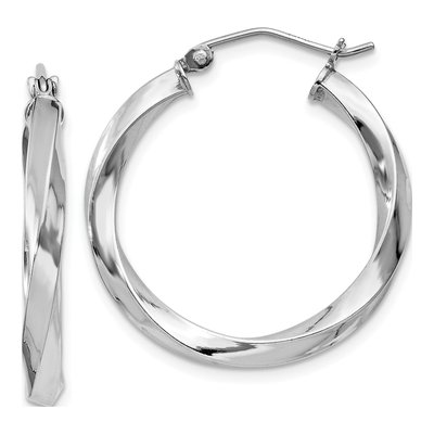 Sterling Silver 25mm Twisted Hoop Earrings