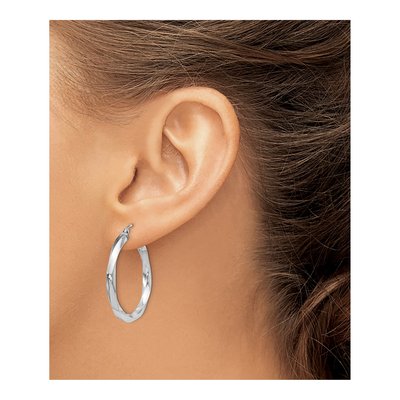 Sterling Silver 30mm Twisted Hoop Earrings – view 4