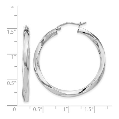 Sterling Silver 35mm Twisted Hoop Earrings – view 5