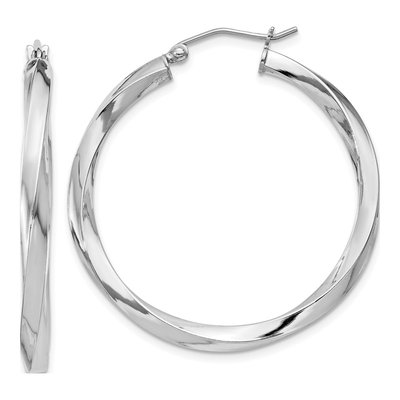 Sterling Silver 35mm Twisted Hoop Earrings