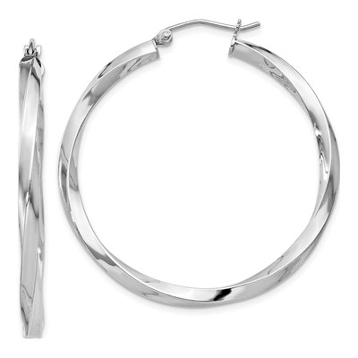 Sterling Silver 40mm Twisted Hoop Earrings