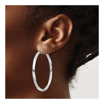 Sterling Silver 45mm Twisted Hoop Earrings – view 4