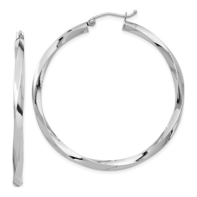 Sterling Silver 45mm Twisted Hoop Earrings