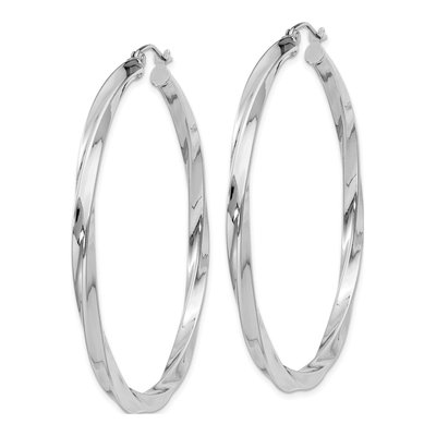 Sterling Silver 50mm Twisted Hoop Earrings – view 3