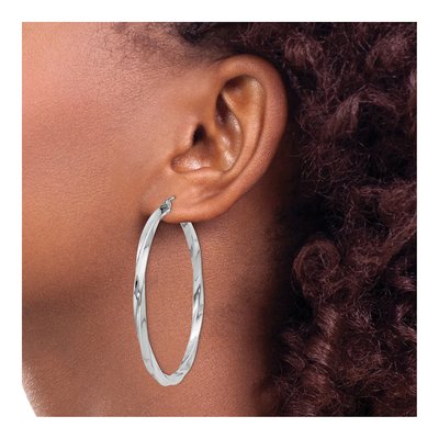 Sterling Silver 50mm Twisted Hoop Earrings – view 4