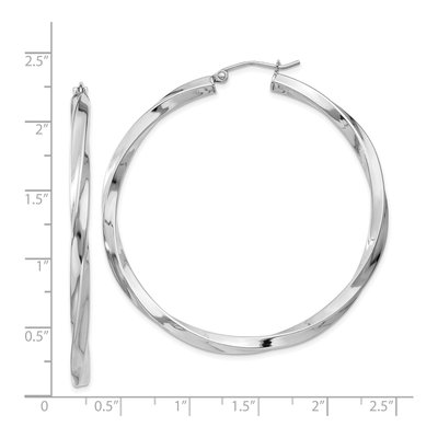Sterling Silver 50mm Twisted Hoop Earrings – view 5