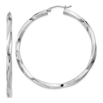 Sterling Silver 50mm Twisted Hoop Earrings