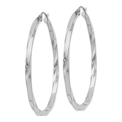 Sterling Silver 55mm Twisted Hoop Earrings – view 3