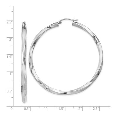 Sterling Silver 55mm Twisted Hoop Earrings – view 5