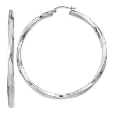 Sterling Silver 55mm Twisted Hoop Earrings