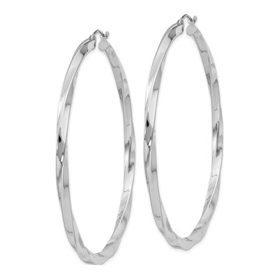 Sterling Silver 60mm Twisted Hoop Earrings – view 3