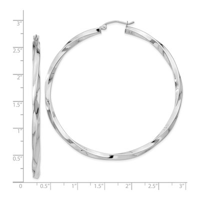 Sterling Silver 60mm Twisted Hoop Earrings – view 5