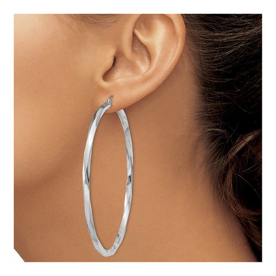 Sterling Silver 65mm Twisted Hoop Earrings – view 4