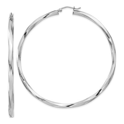 Sterling Silver 65mm Twisted Hoop Earrings