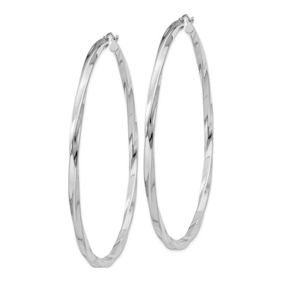 Sterling Silver 70mm Twisted Hoop Earrings – view 3