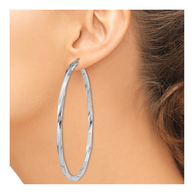 Sterling Silver 70mm Twisted Hoop Earrings – view 4