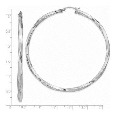 Sterling Silver 70mm Twisted Hoop Earrings – view 5