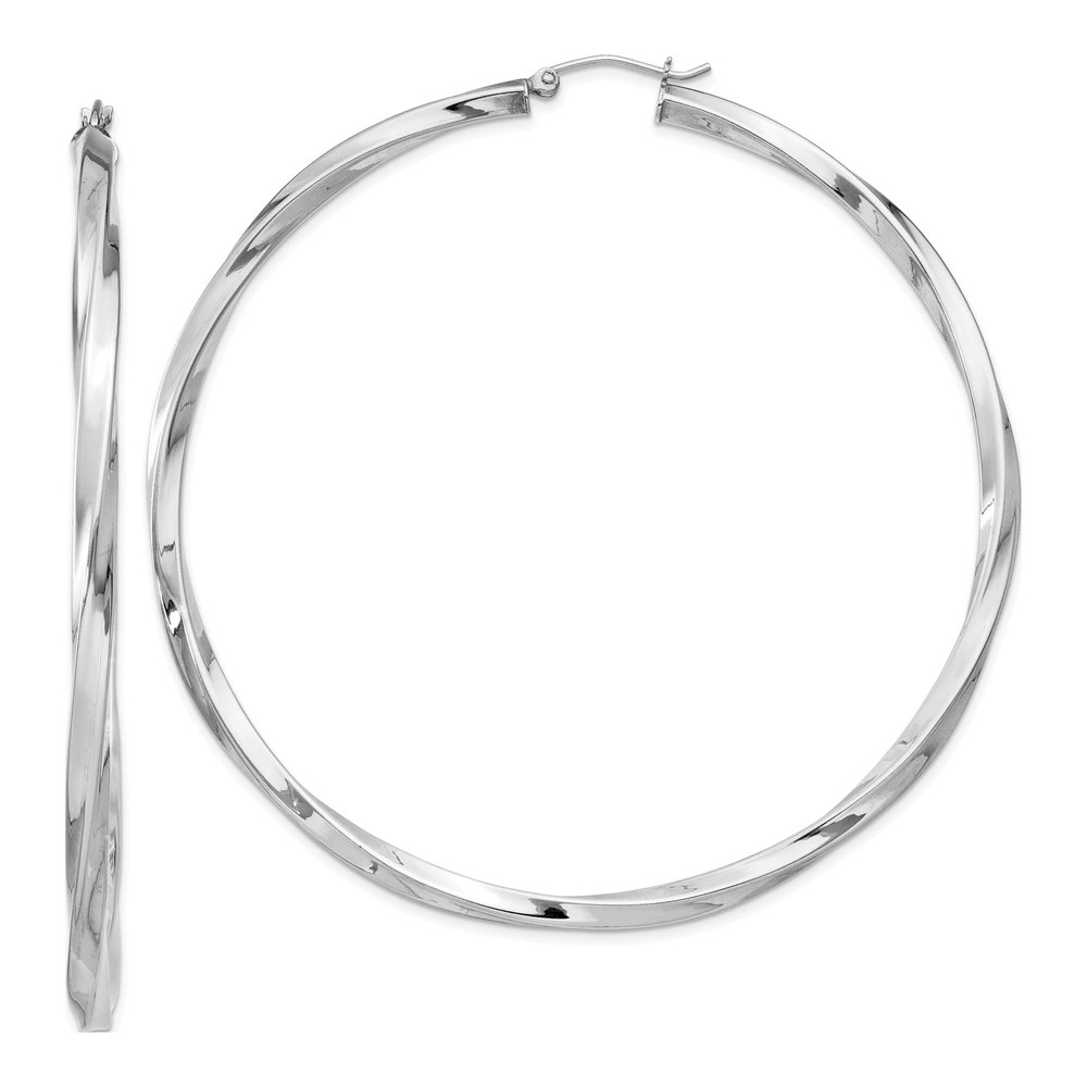 Sterling Silver 70mm Twisted Hoop Earrings