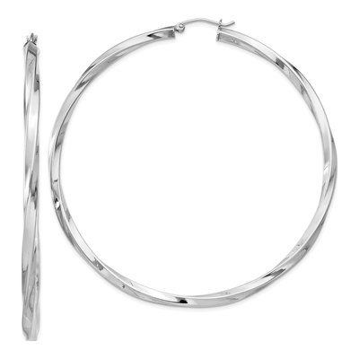 Sterling Silver 70mm Twisted Hoop Earrings