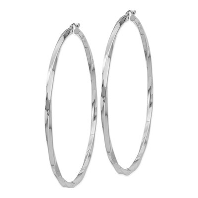 Sterling Silver 80mm Twisted Hoop Earrings – view 3