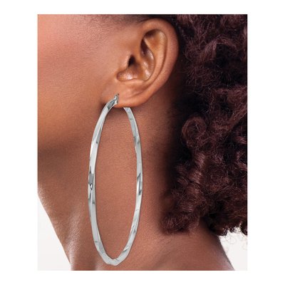Sterling Silver 80mm Twisted Hoop Earrings – view 4
