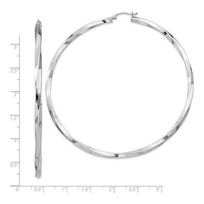 Sterling Silver 80mm Twisted Hoop Earrings – view 5