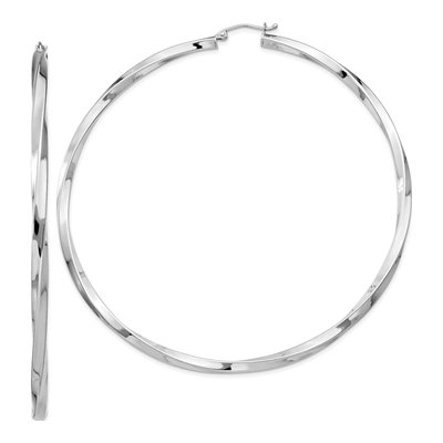 Sterling Silver 80mm Twisted Hoop Earrings