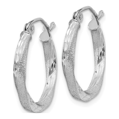 Sterling Silver 18mm Twisted Diamond-Cut Hoop Earrings – view 3