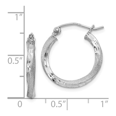 Sterling Silver 18mm Twisted Diamond-Cut Hoop Earrings – view 5