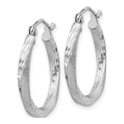 Sterling Silver 20mm Twisted Diamond-Cut Hoop Earrings – view 3