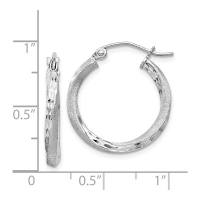 Sterling Silver 20mm Twisted Diamond-Cut Hoop Earrings – view 5
