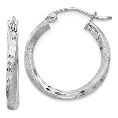 Sterling Silver 20mm Twisted Diamond-Cut Hoop Earrings