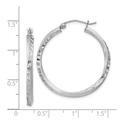 Sterling Silver 30mm Twisted Diamond-Cut Hoop Earrings – view 5