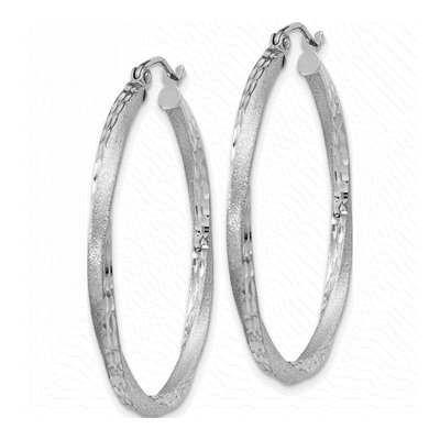 Sterling Silver 35mm Twisted Hoop Earrings – view 3