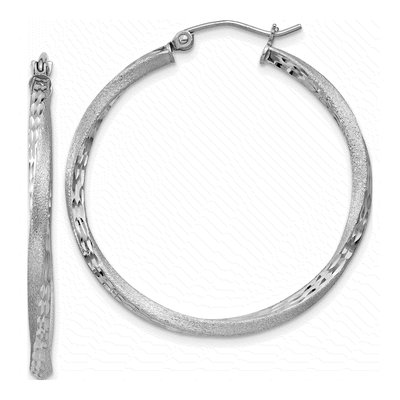 Sterling Silver 35mm Twisted Hoop Earrings