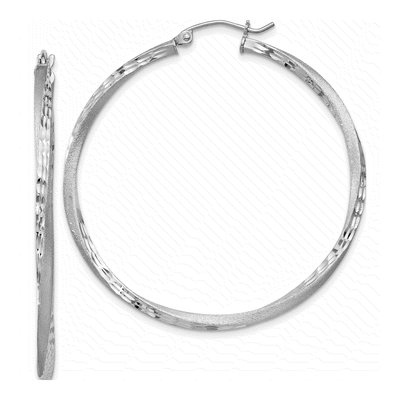 Sterling Silver 45mm Twisted Hoop Earrings