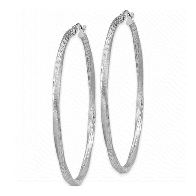 Sterling Silver 55mm Twisted Hoop Earrings – view 3