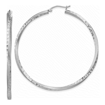 Sterling Silver 55mm Twisted Hoop Earrings