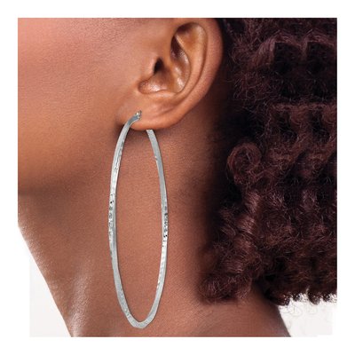 Sterling Silver 80mm Twisted Hoop Earrings – view 4