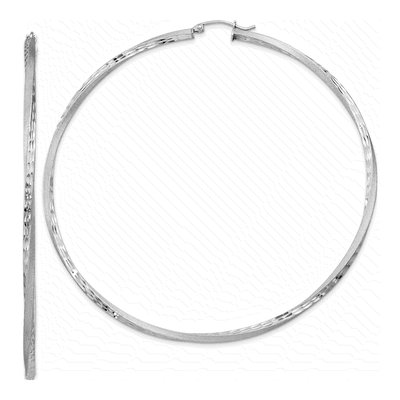 Sterling Silver 80mm Twisted Hoop Earrings