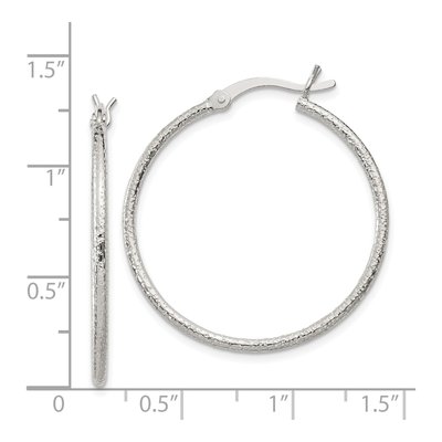 Sterling Silver 32mm Textured Hoop Earrings – view 5