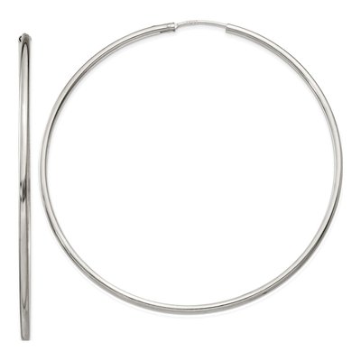 Sterling Silver 70mm Endless Hoop Earrings