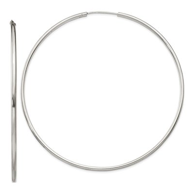 Sterling Silver 82mm Endless Hoop Earrings