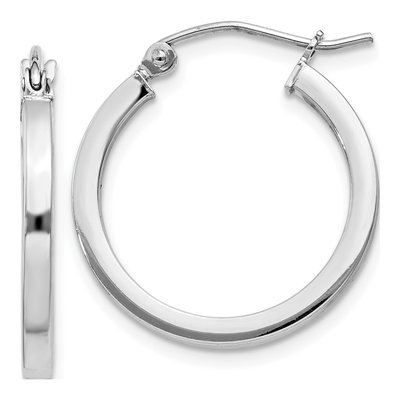 Sterling Silver 20mm Square Tube Hoop Earrings