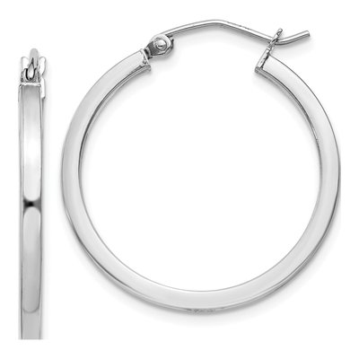 Sterling Silver 25mm Square Tube Hoop Earrings